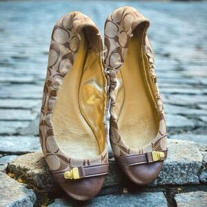 Coach Brown Patterned Flats